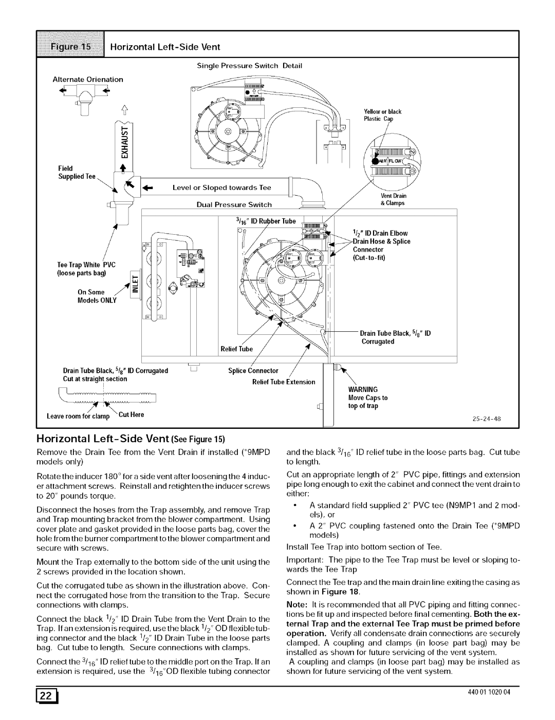 Sears N9MP2125J20B1, N9MP2050B12B1, N9MP2080F16B1, N9MP2075B12B1, N9MP2100F14B1 manual Horizontal Left-Side Vent See Figure 