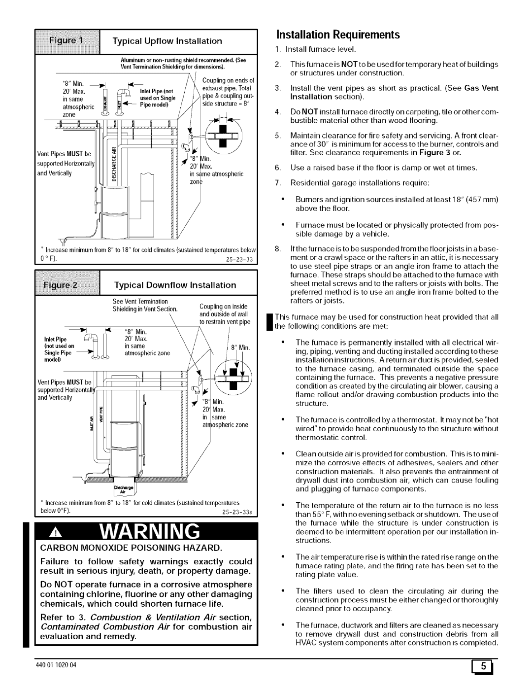 Sears N9MP2100J20B1, N9MP2050B12B1 Installation Requirements, Typical Upflow Installation, Typical Downflow Installation 