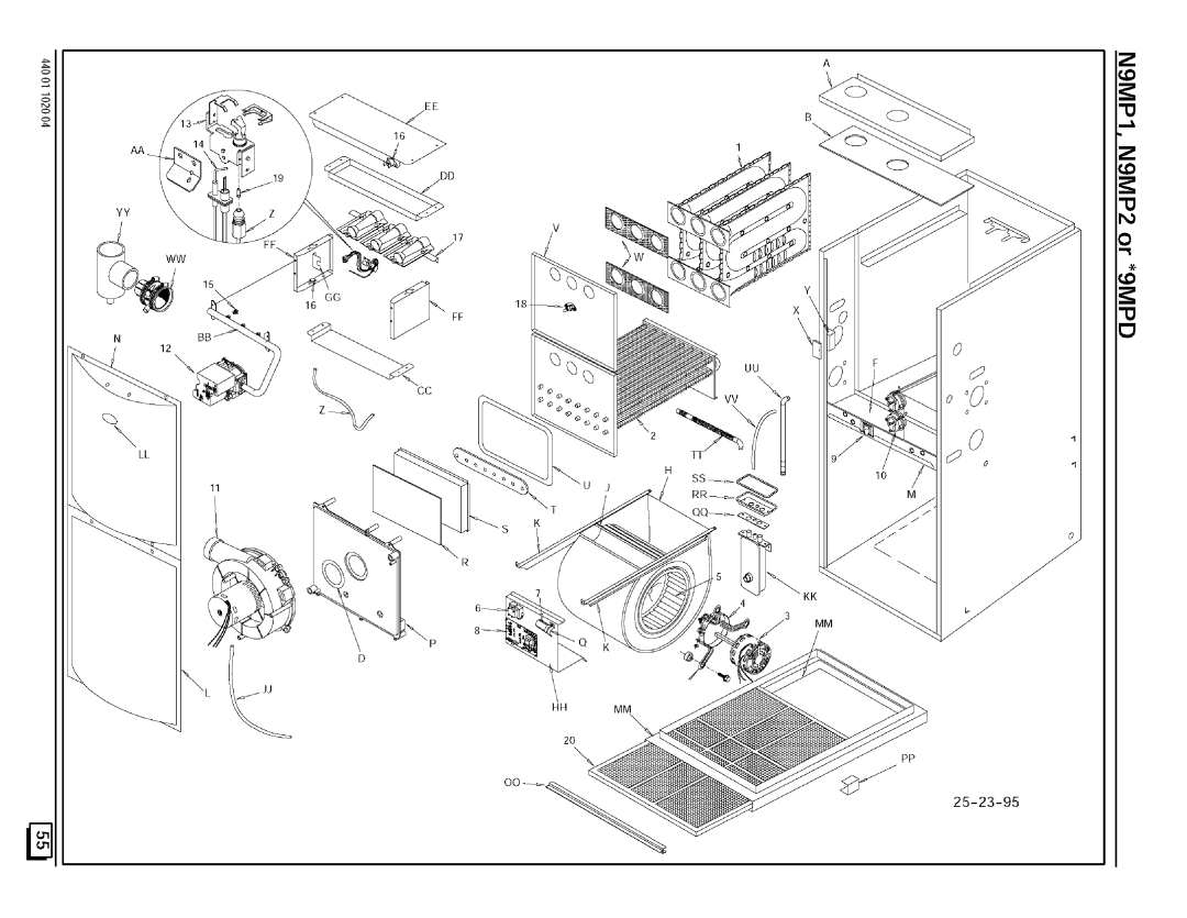 Sears N9MP2080F16B1, N9MP2050B12B1, N9MP2075B12B1, N9MP2100F14B1, N9MP2125J20B1, N9MP2100J20B1, N9MP1075B12B1 manual 25-23-95 