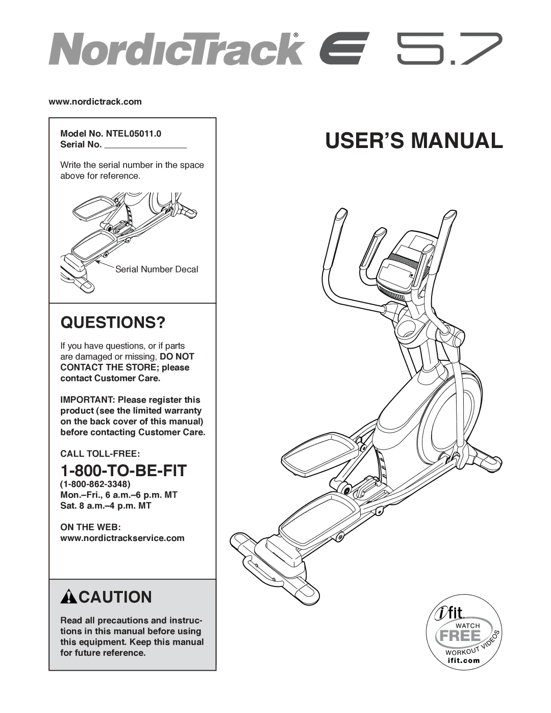 Sears user manual Questions?, Model No. NTEL05011.0 Serial No, Call TOLL-FREE 