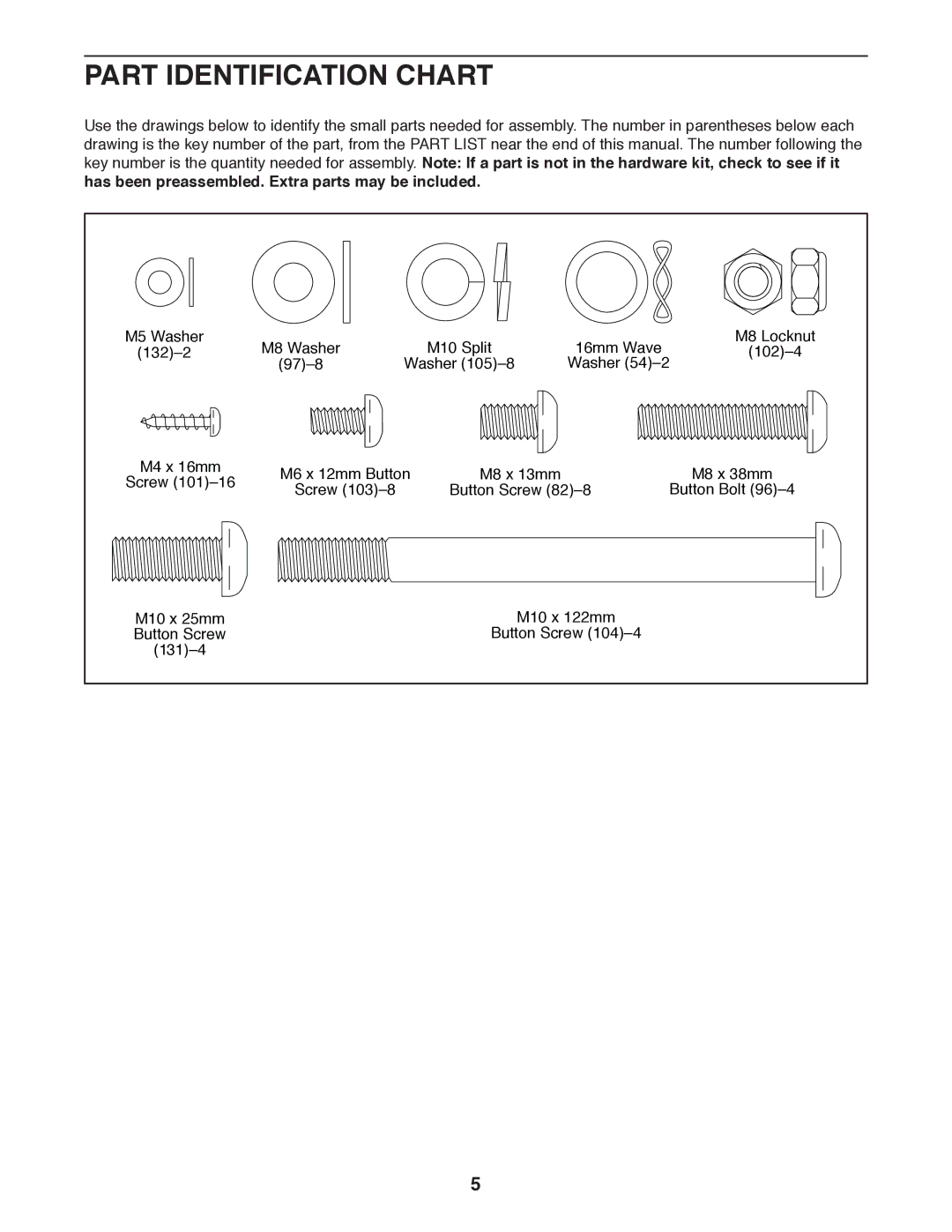 Sears NTEL05011.0 user manual Part Identification Chart 