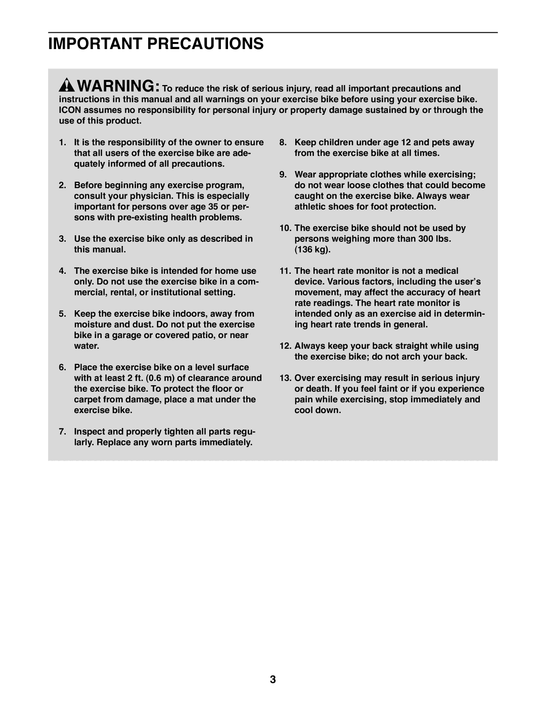 Sears NTEX03912.0 user manual Important Precautions 