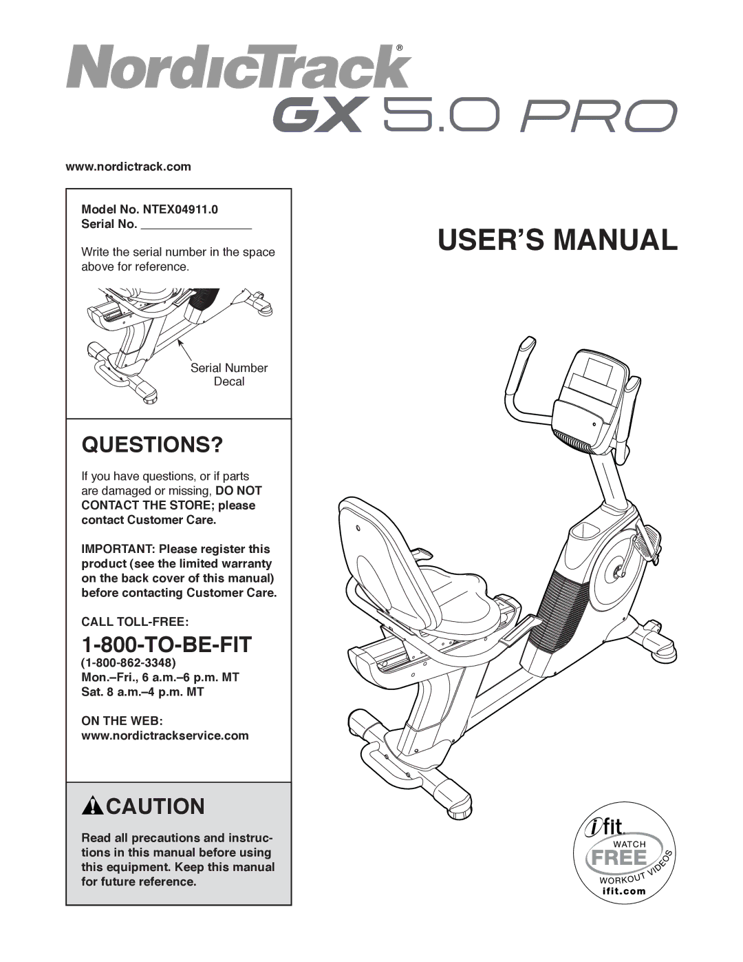 Sears user manual Questions?, Model No. NTEX04911.0 Serial No, Call TOLL-FREE 