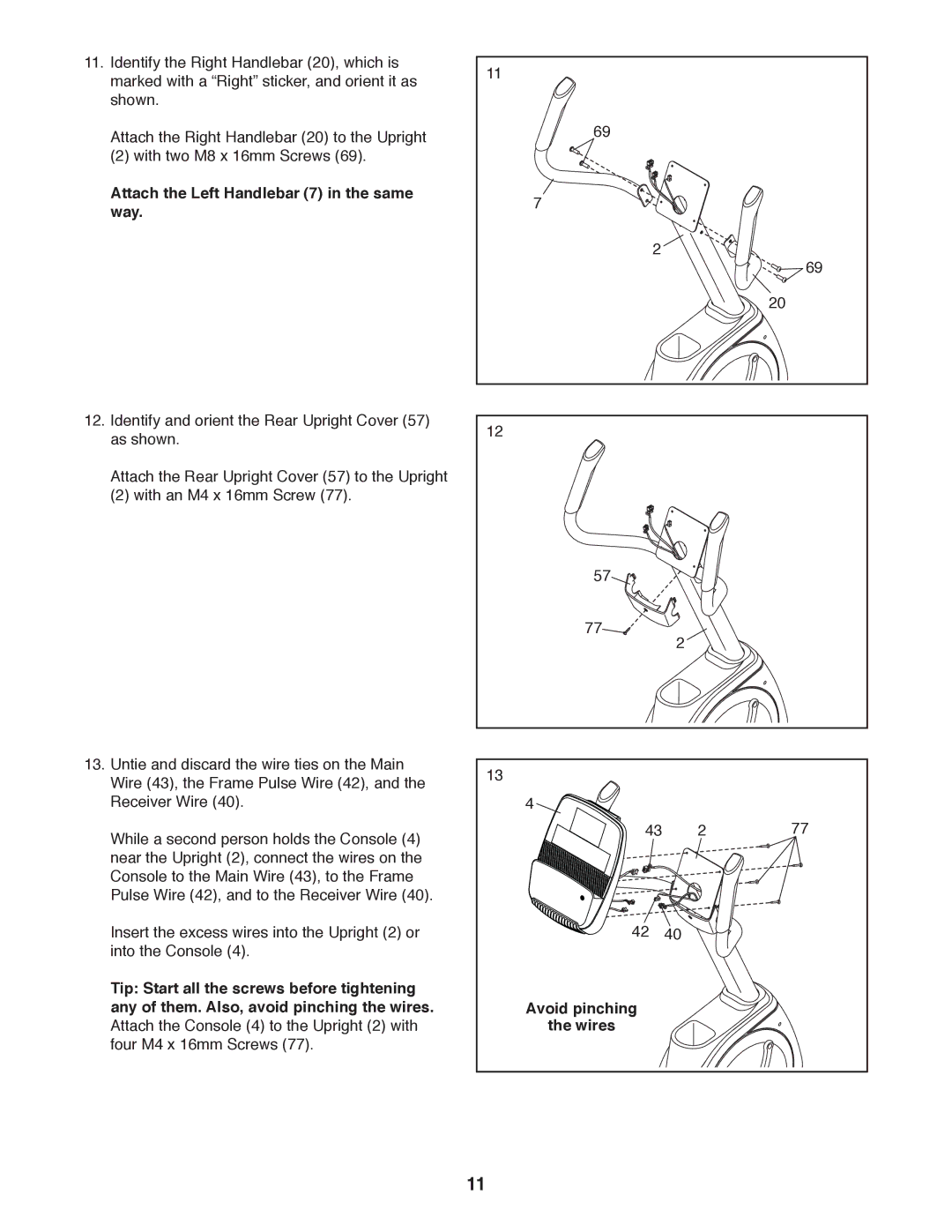 Sears NTEX04911.0 user manual Attach the Left Handlebar 7 in the same way 