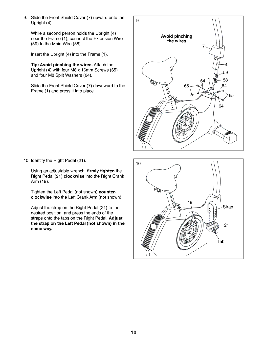 Sears NTEX23012.0 user manual Avoid pinching Wires 