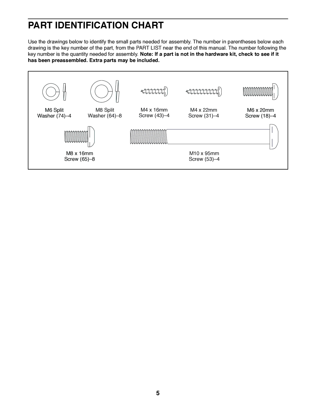 Sears NTEX23012.0 user manual Part Identification Chart 