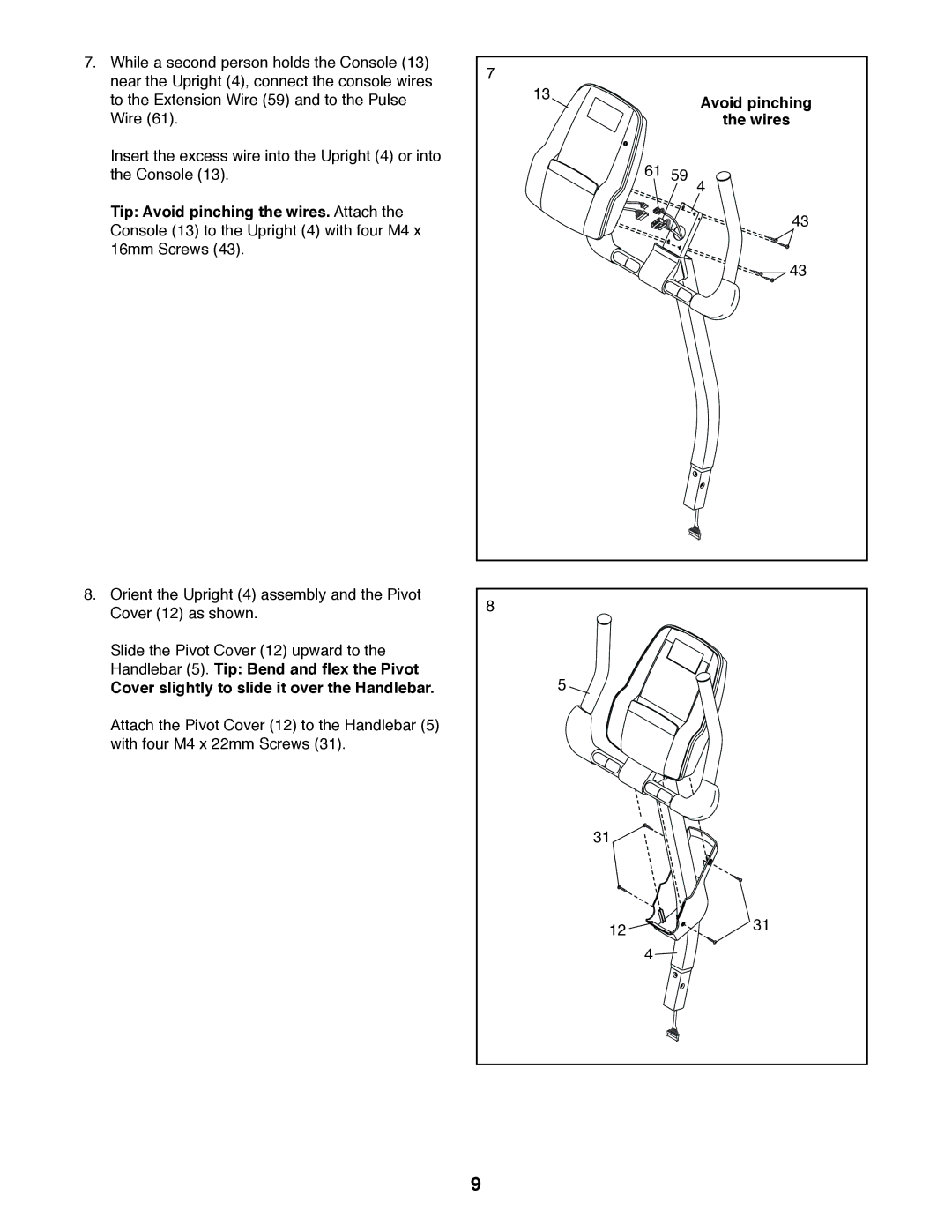 Sears NTEX23012.0 user manual Cover slightly to slide it over the Handlebar 