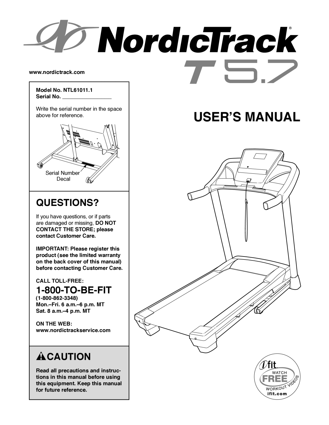 Sears user manual Questions?, Model No. NTL61011.1 Serial No, Call TOLL-FREE 