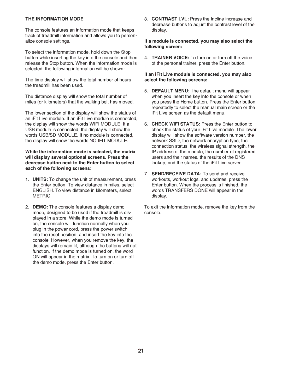 Sears NTL61011.1 user manual Information Mode, Metric 