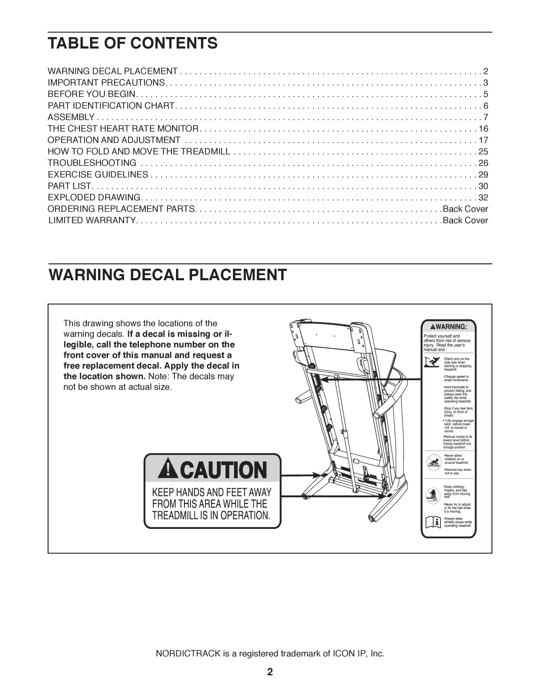 Sears NTL99011.2 user manual Table of Contents 