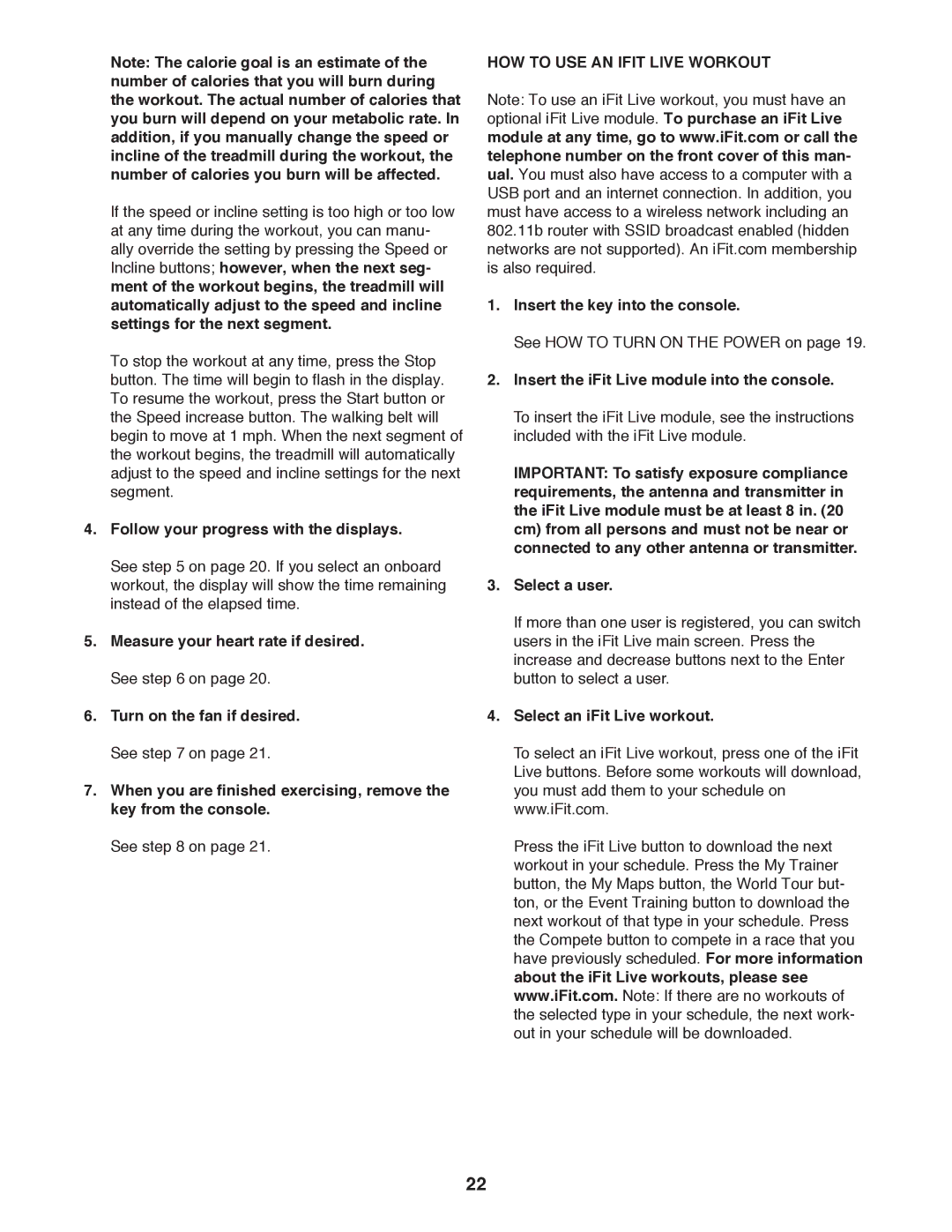 Sears NTL99011.2 user manual HOW to USE AN Ifit Live Workout, Insert the iFit Live module into the console 