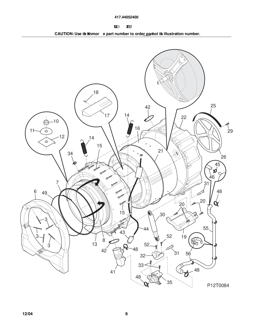 Sears 417.44052400, P12V0066, P12C0334, 134375000, 134474000 manual 1352 4248 P12T0084 