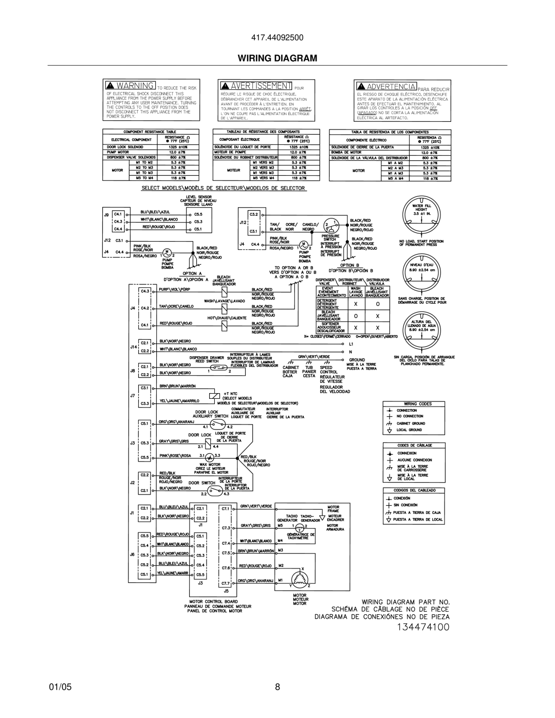 Sears P12T0084, P12V0067, P12L0052, 417.44092500, 134524100, 134474100, P12C0335 manual Wiring Diagram 