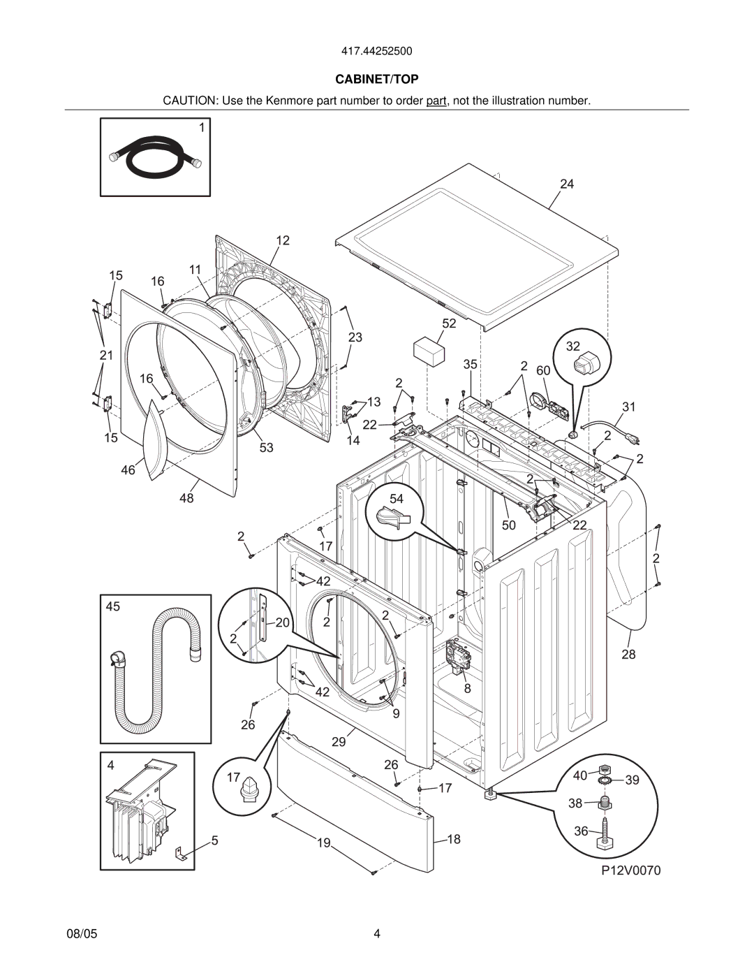 Sears P12L0051, P12V0070, 134542000, 417.44252500, P12C0341 manual Cabinet/Top 