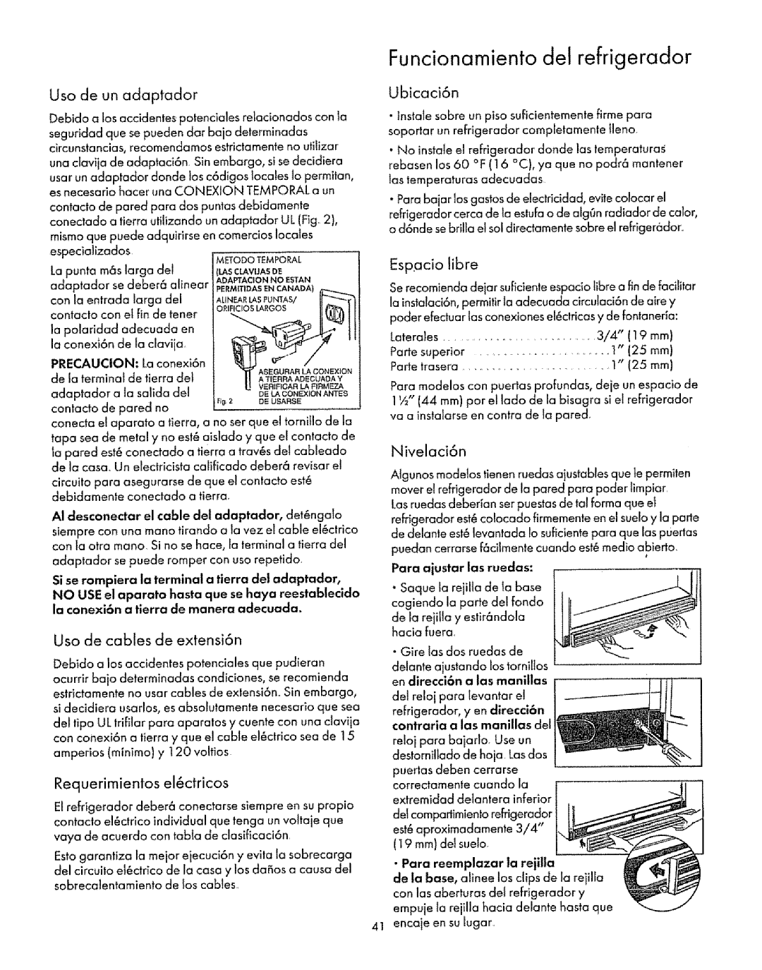 Sears Refrigerator manual Funcionamiento del refrigerador 