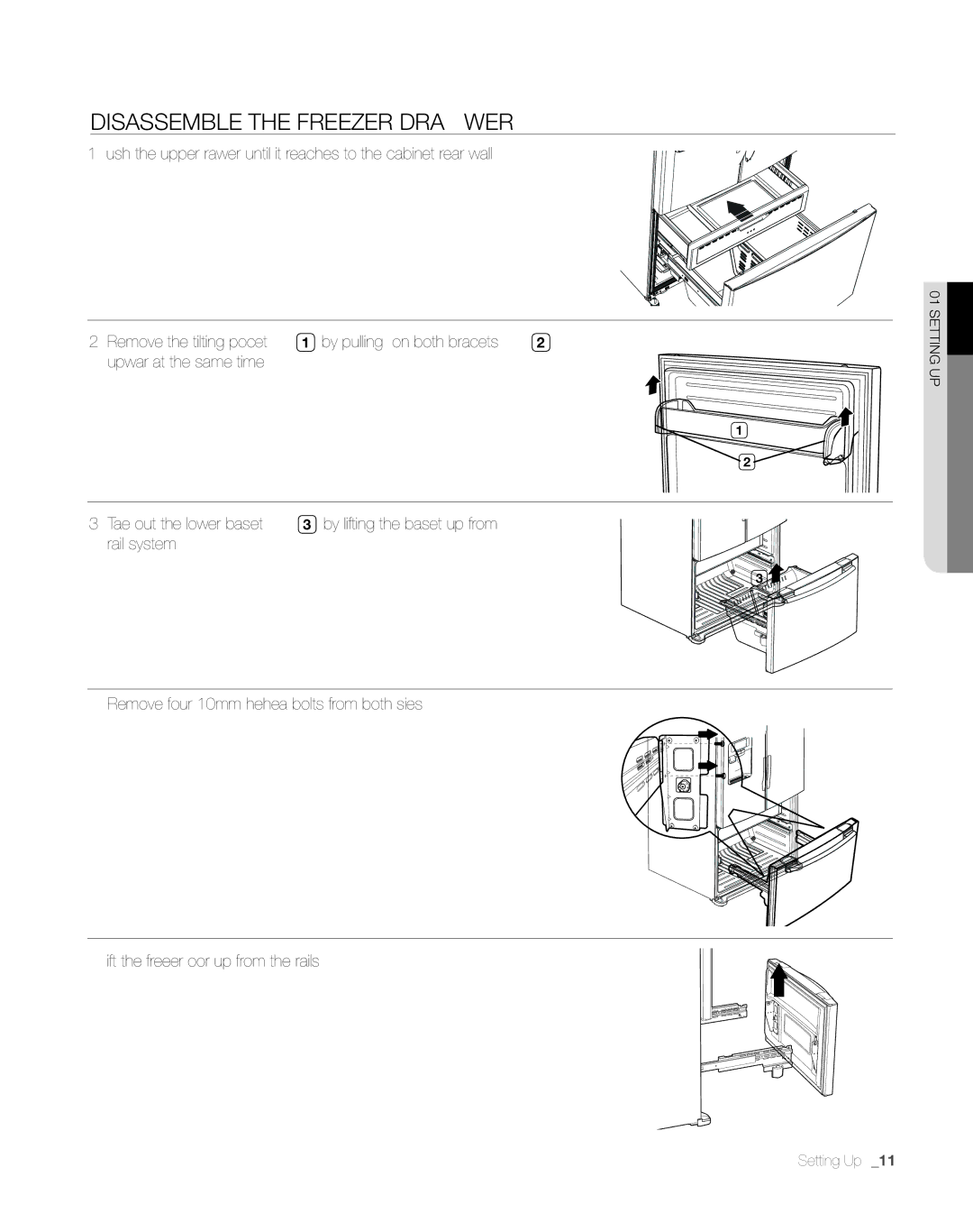 Sears RFG297AA manual Disassemble the freezer drawer 