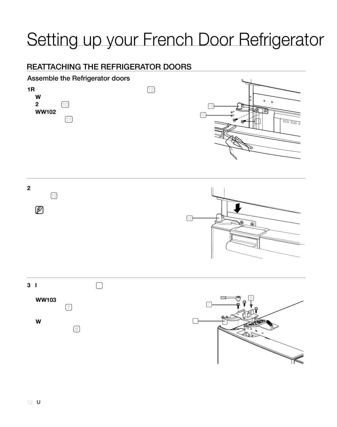 Sears RFG297AA manual REAttACHinG tHE REFRiGERAtoR DooRs, Assemble the Refrigerator doors 