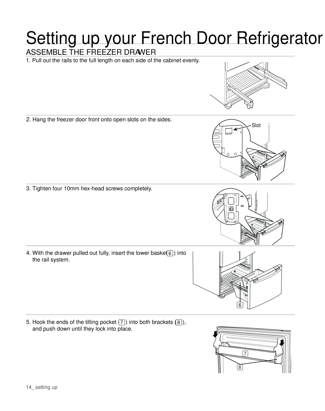 Sears RFG297AA manual Assemble the freezer drawer 