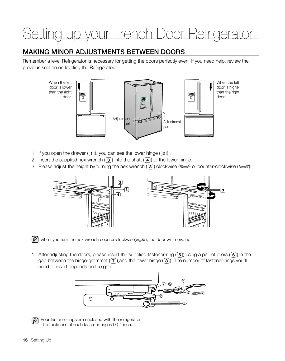 Sears RFG297AA manual Making Minor Adjustments Between Doors 