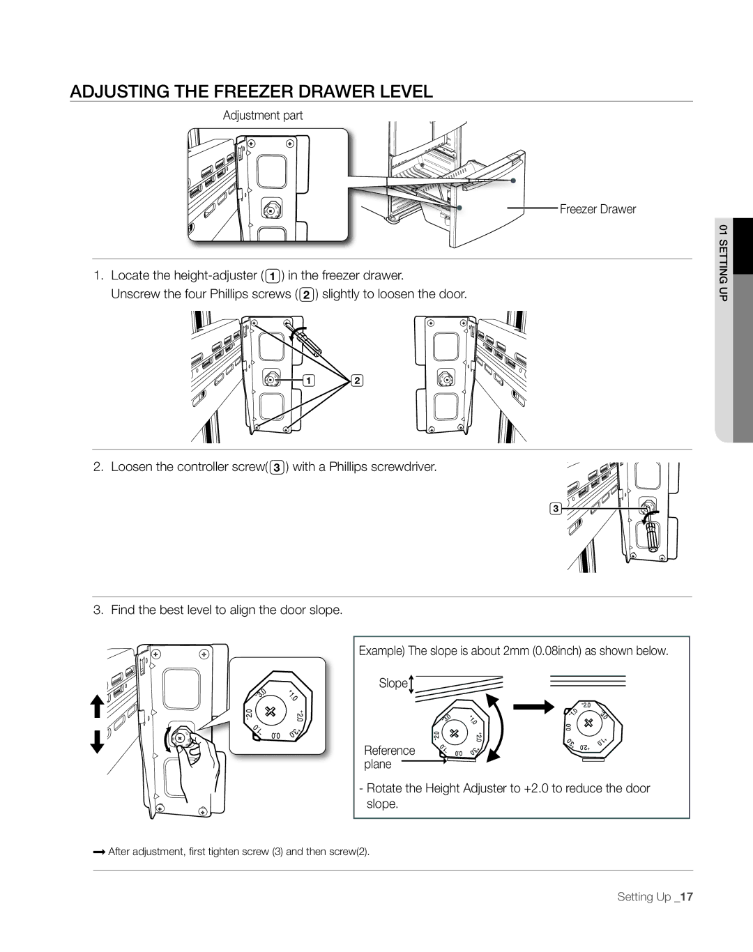 Sears RFG297AA manual Adjusting the Freezer Drawer Level 