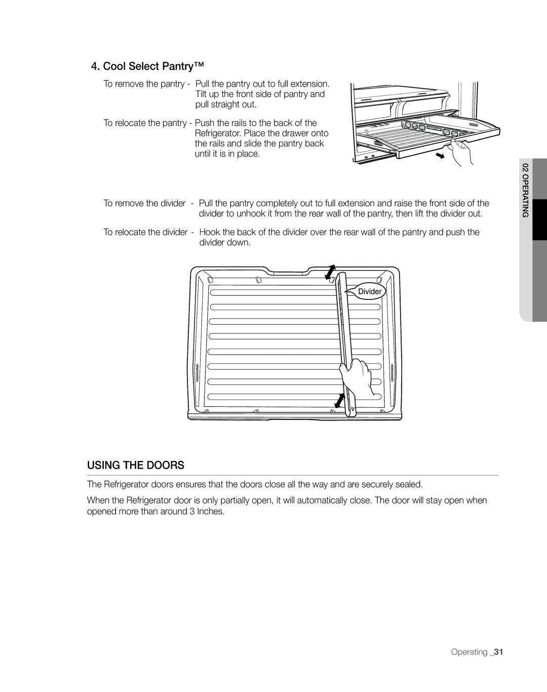 Sears RFG297AA manual Cool Select Pantry, Using tHe DooRs 