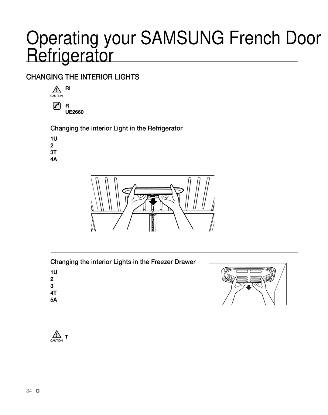 Sears RFG297AA manual Changing the Interior LigHtS, Changing the interior Light in the Refrigerator 