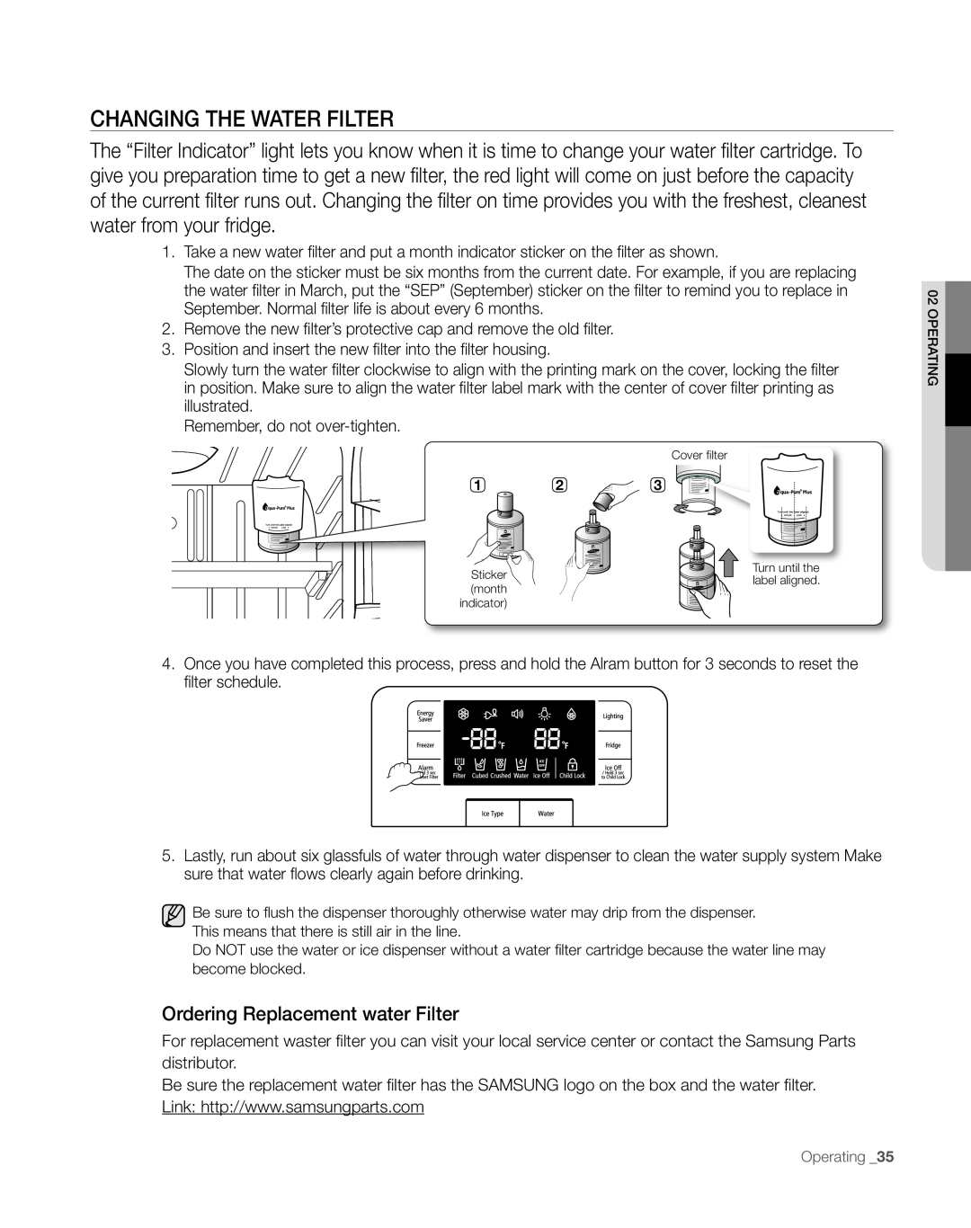 Sears RFG297AA manual CHAnGinG tHE wAtER FiLtER, Ordering Replacement water Filter 