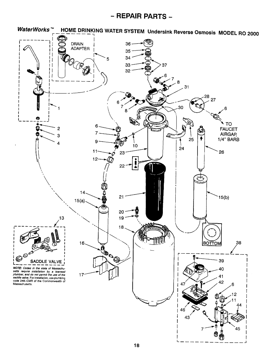 Sears RO 2000 manual I, Repair Parts 