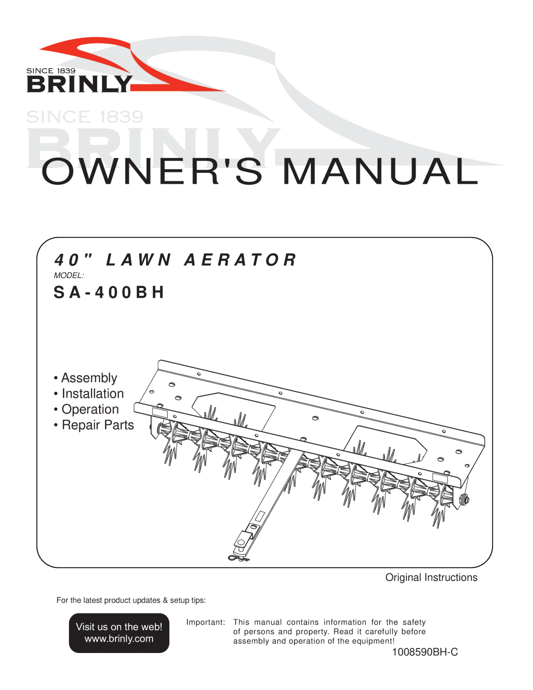 Sears S A - 4 0 0 B H owner manual A W N a E R a T O R 