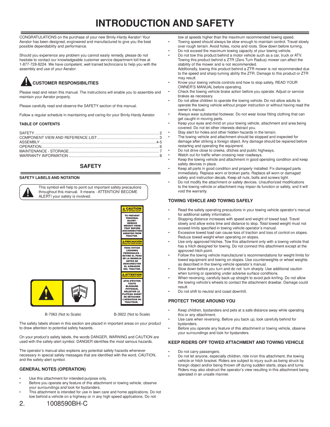 Sears S A - 4 0 0 B H owner manual Introduction and Safety 