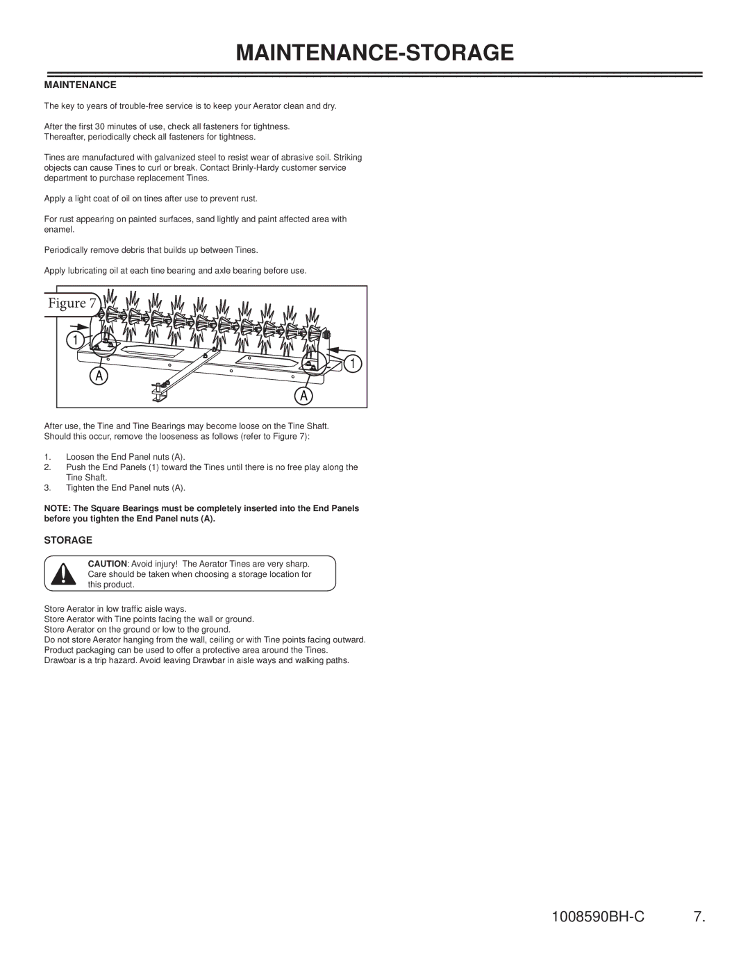 Sears S A - 4 0 0 B H owner manual Maintenance-Storage 