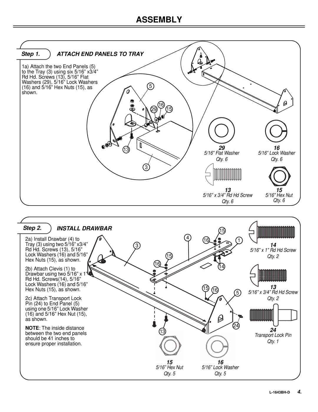 Sears S A T - 4 0 B H owner manual Assembly, Attach END Panels to Tray, Step 