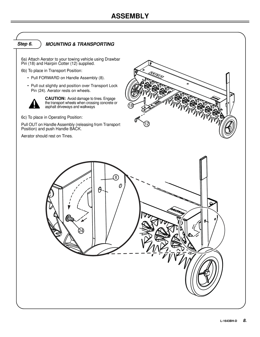 Sears S A T - 4 0 B H owner manual Mounting & Transporting 