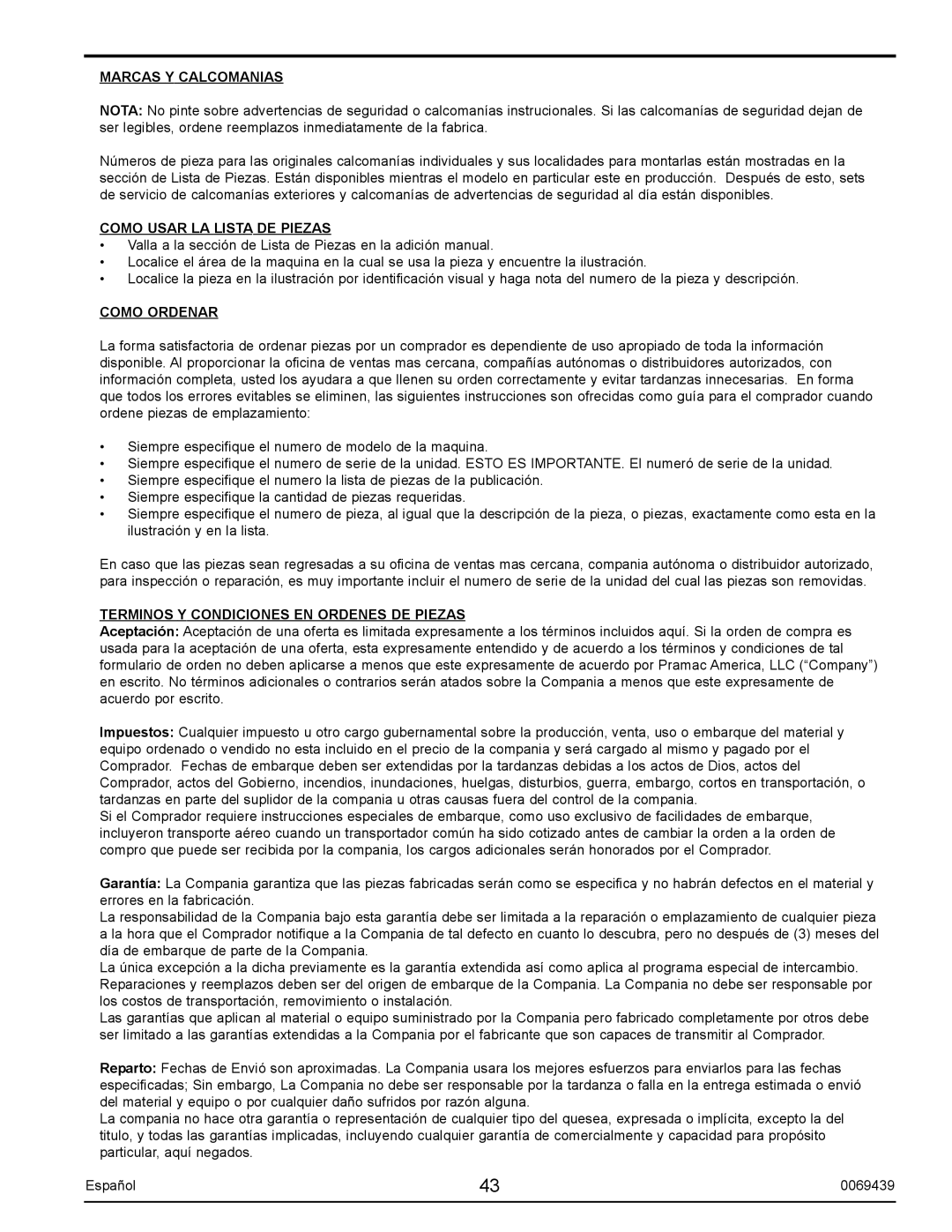 Sears S2800 Marcas Y Calcomanias, Como Usar LA Lista DE Piezas, Como Ordenar, Terminos Y Condiciones EN Ordenes DE Piezas 