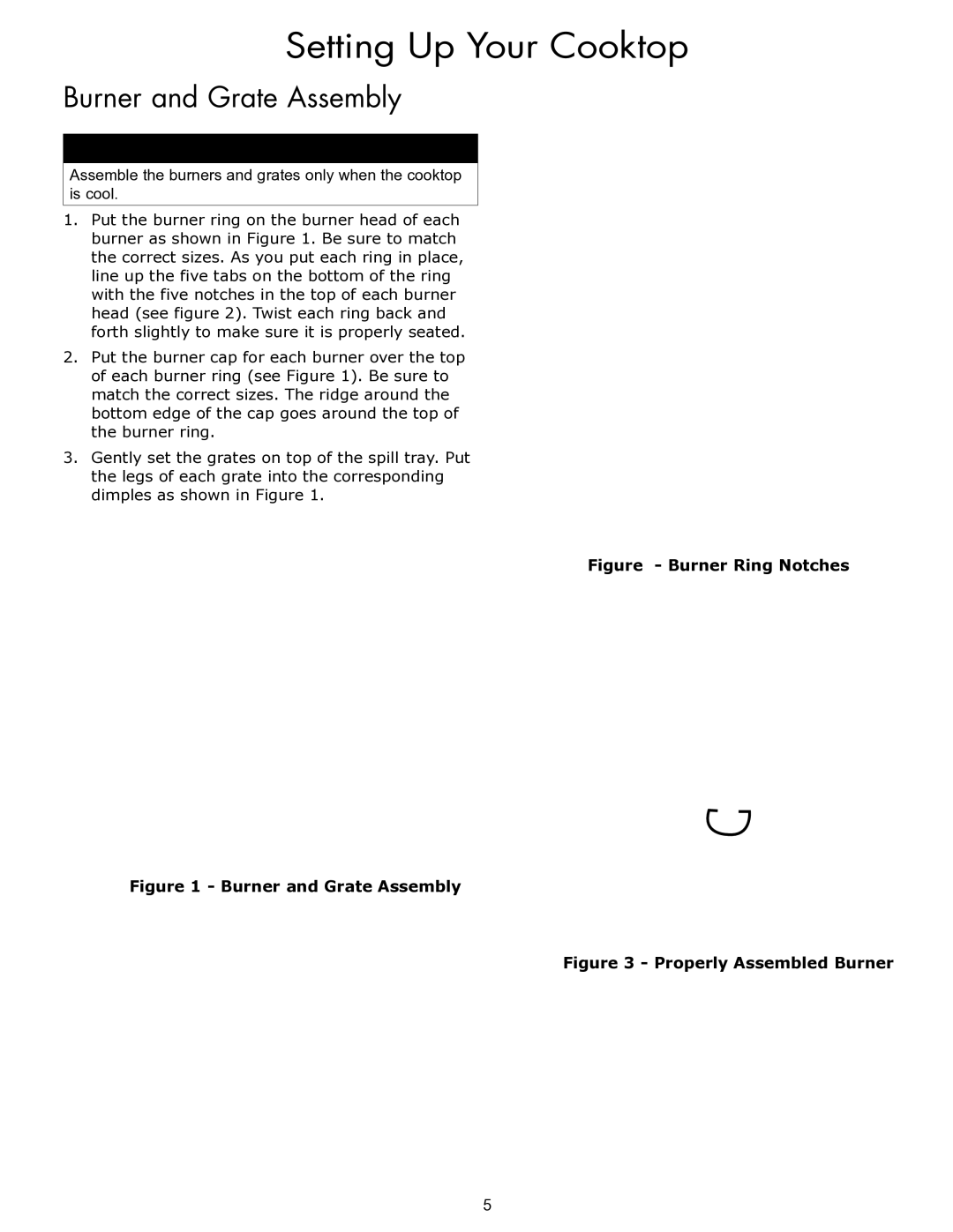 Sears SGM304, SGM466, SGM365 important safety instructions Setting Up Your Cooktop, Burner and Grate Assembly 