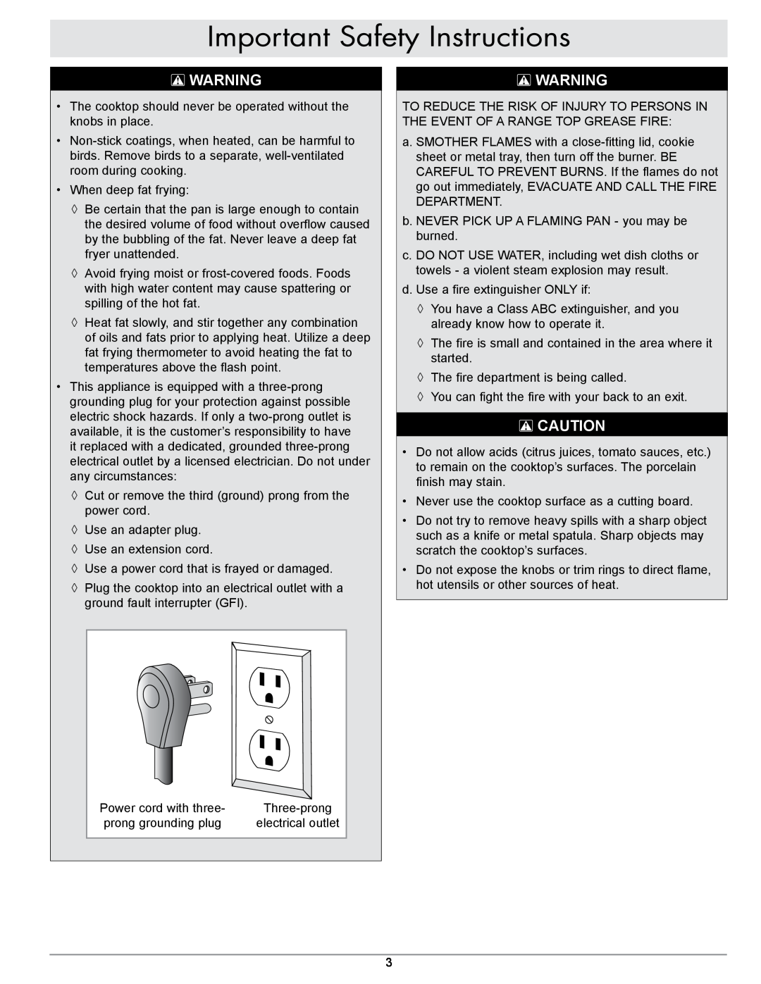 Sears SGM365, SGM466, SGM304 important safety instructions Important Safety Instructions, When deep fat frying 