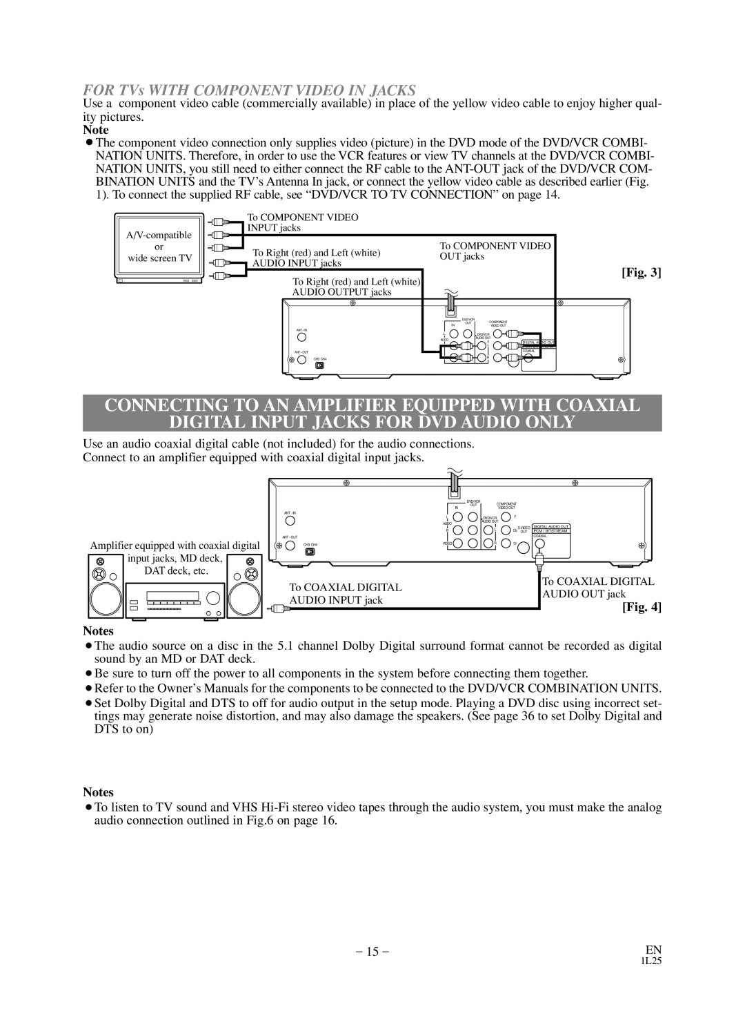 Sears SRD2900 owner manual For TVs with Component Video in Jacks 