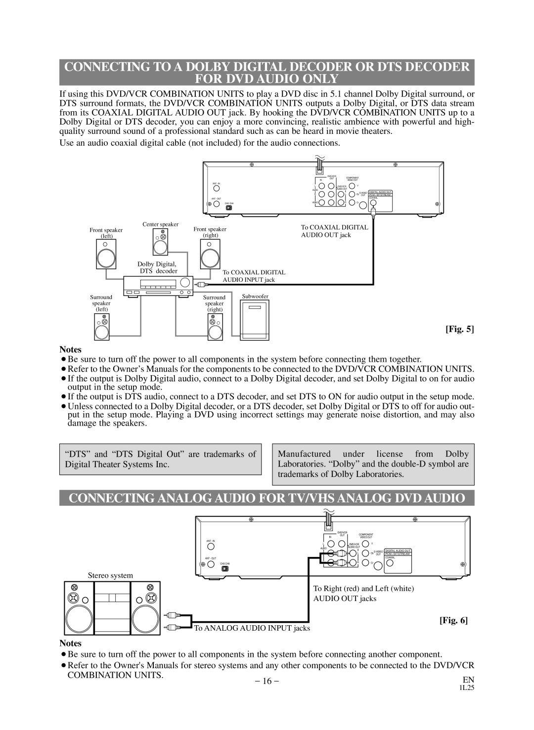 Sears SRD2900 owner manual Dolby Digital DTS decoder 