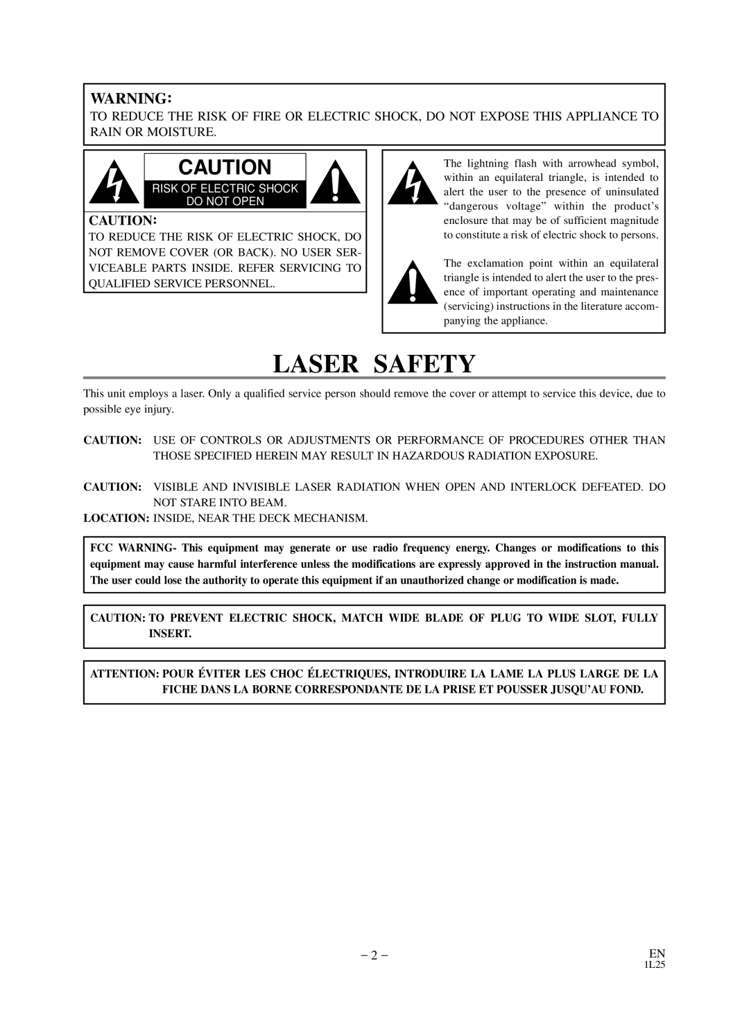 Sears SRD2900 owner manual Laser Safety 