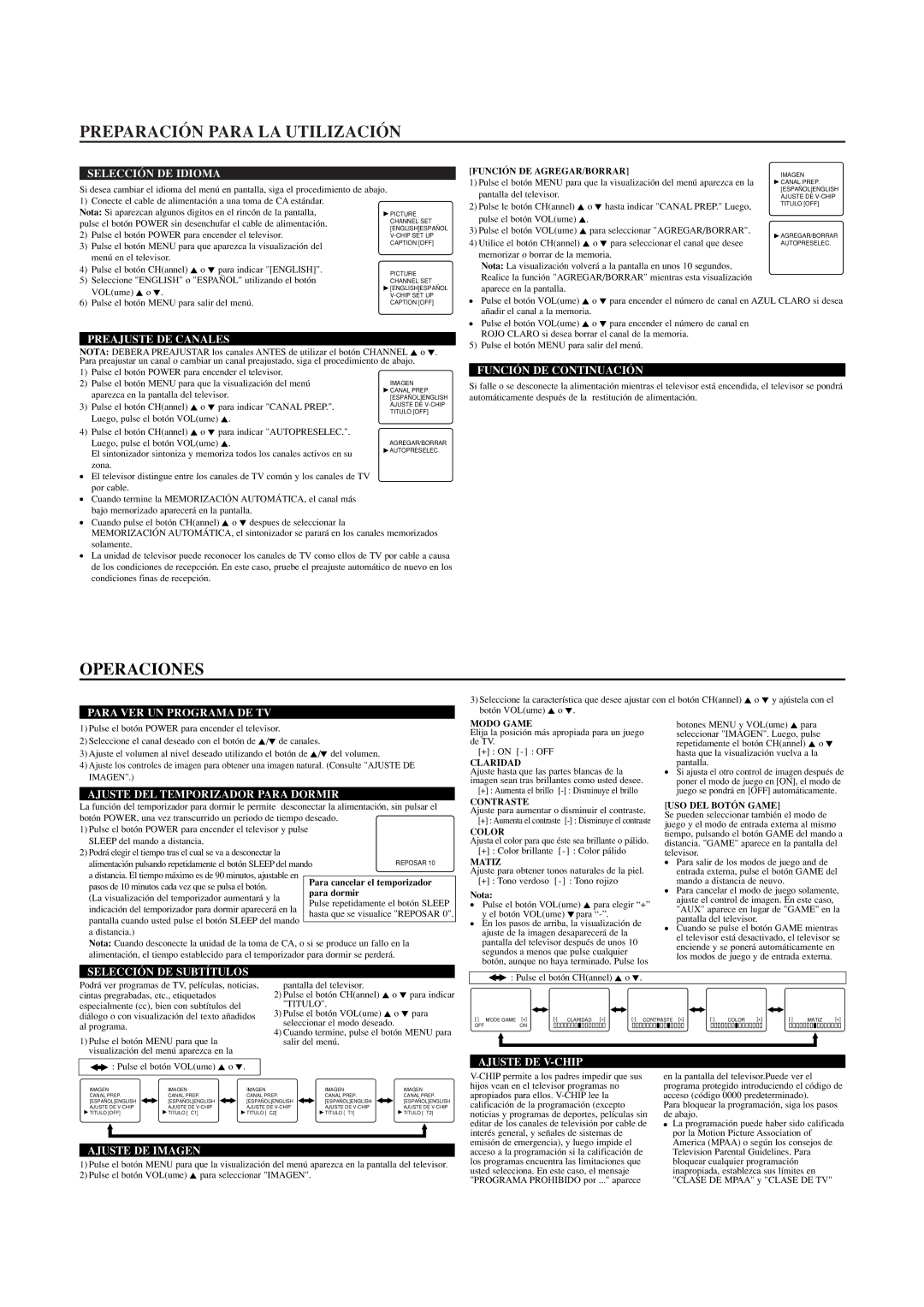 Sears SRT2223 owner manual Preparación Para LA Utilización, Operaciones 