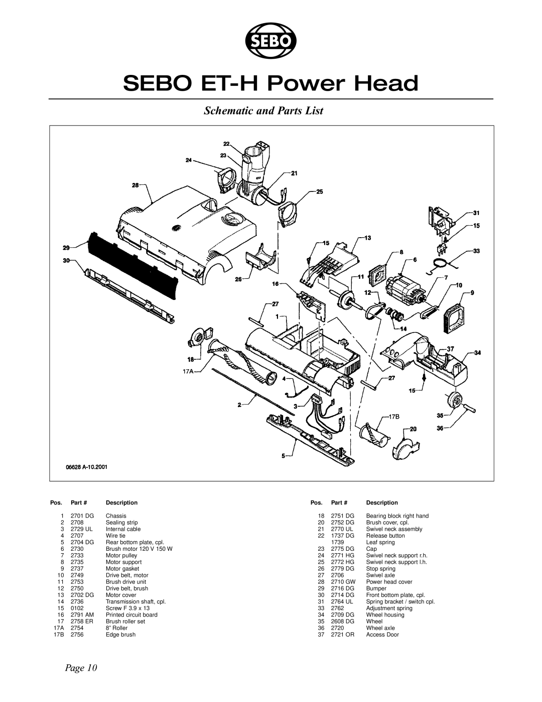 Sebo manual Sebo ET-H Power Head 