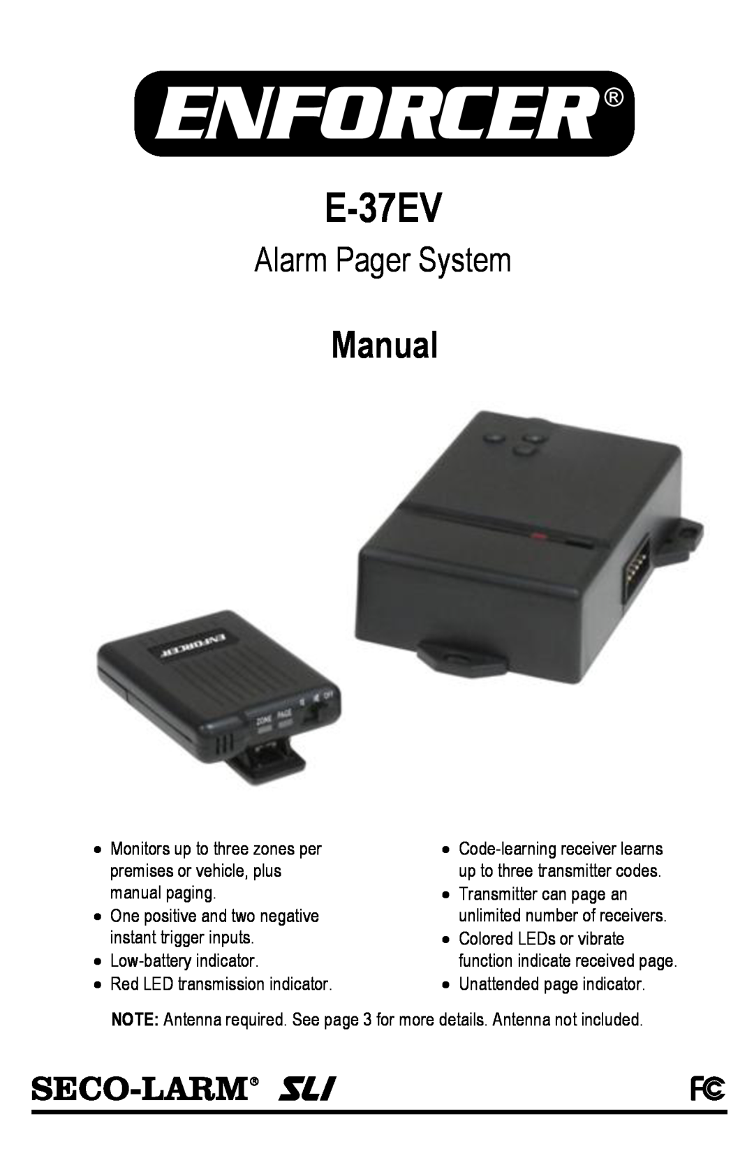 SECO-LARM USA E-37EV manual Manual, Alarm Pager System 