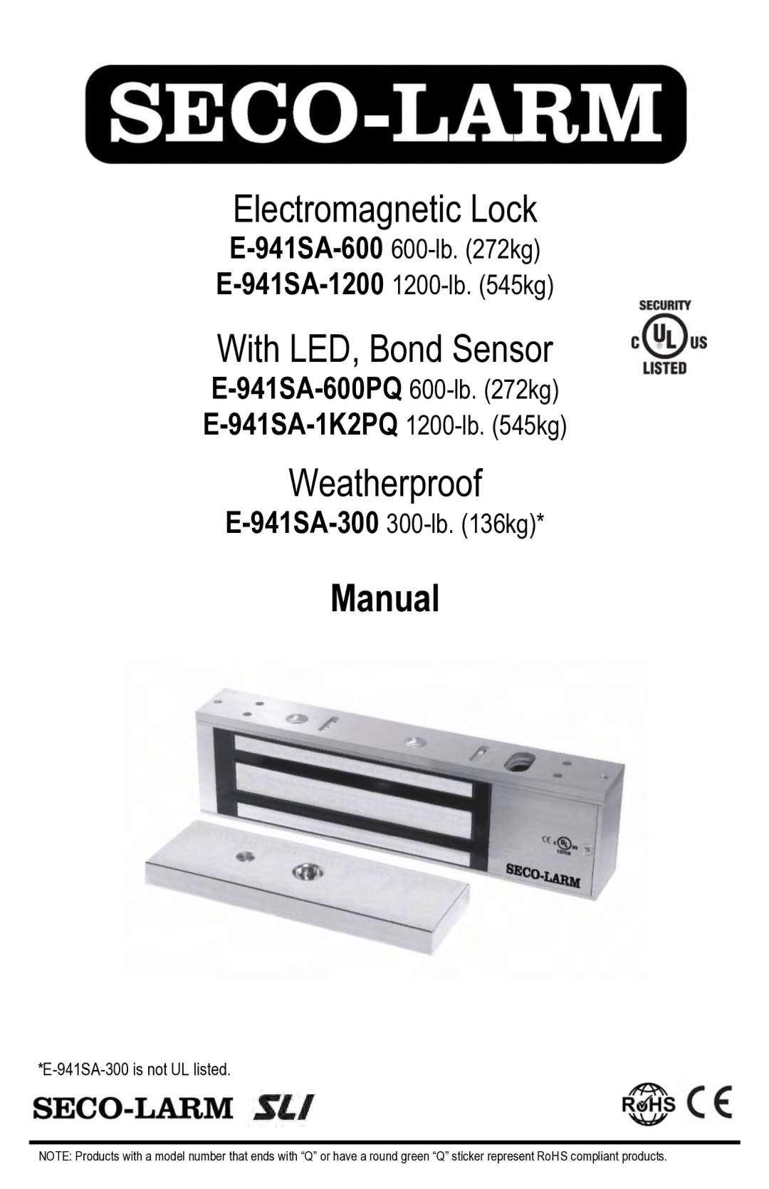 SECO-LARM USA E-941SA-1K2PQ, E-941SA-600PQ manual Manual 