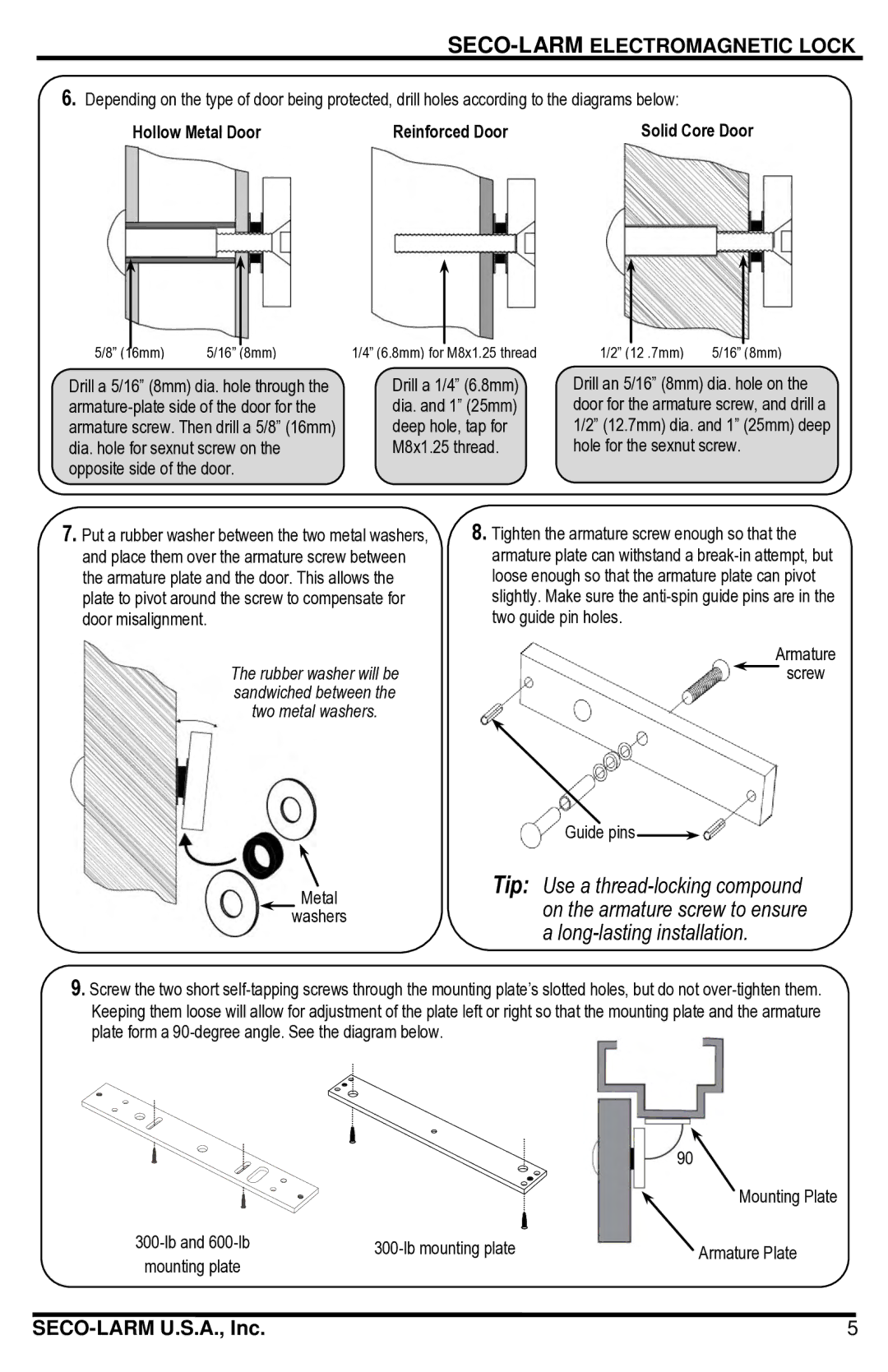 SECO-LARM USA E-941SA-1K2PQ, E-941SA-600PQ manual Hollow Metal Door Reinforced Door 