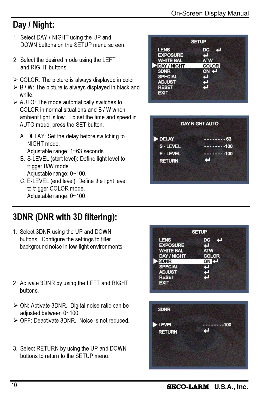 SECO-LARM USA EV-1626-NWGQ 6~50mm, EV-1626-NKGQ 2.8~12mm manual Day / Night, 3DNR DNR with 3D filtering 