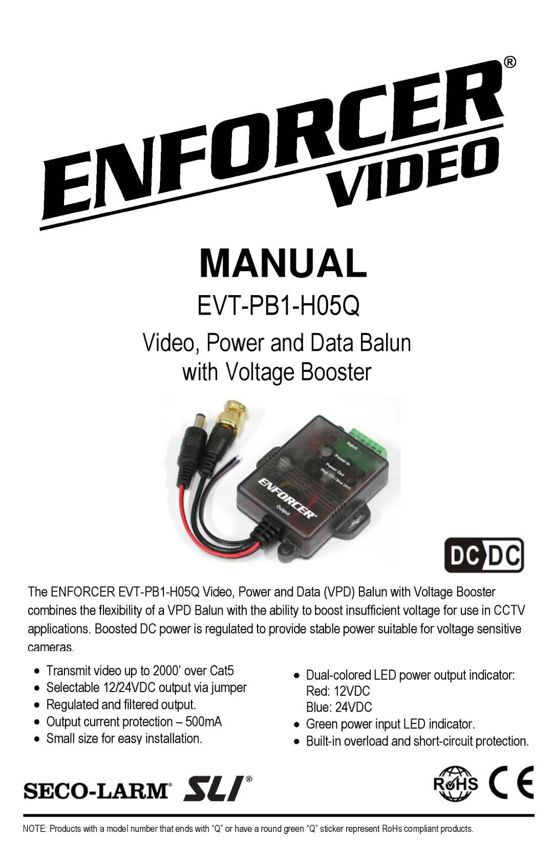 SECO-LARM USA EVT-PB1-H05Q manual Manual 