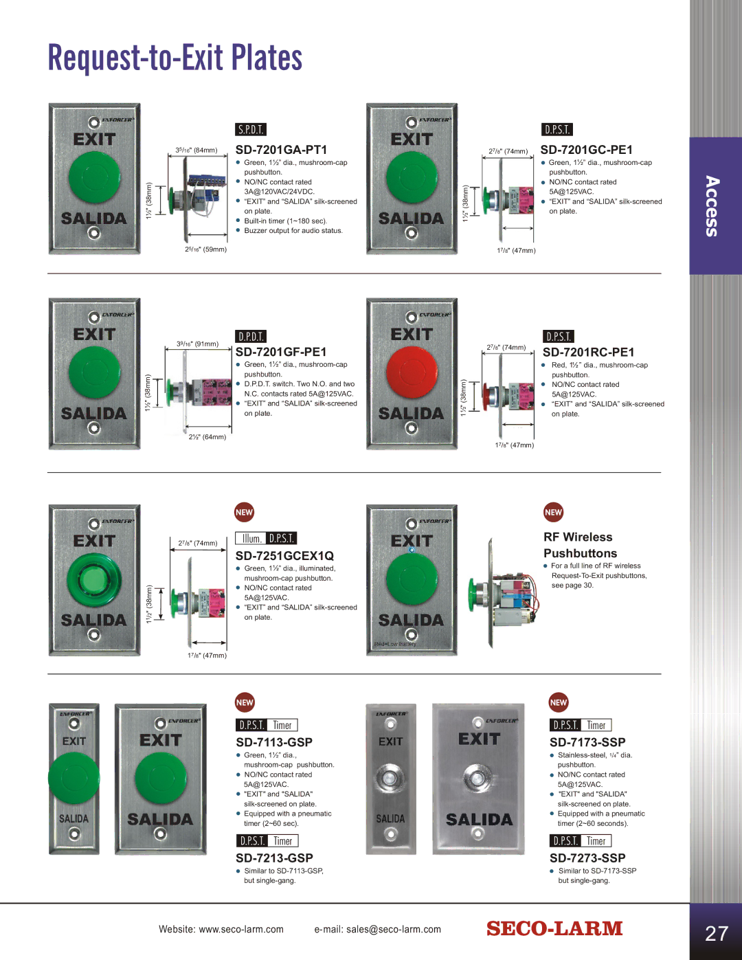 SECO-LARM USA SD-C141S manual SD-7251GCEX1Q 