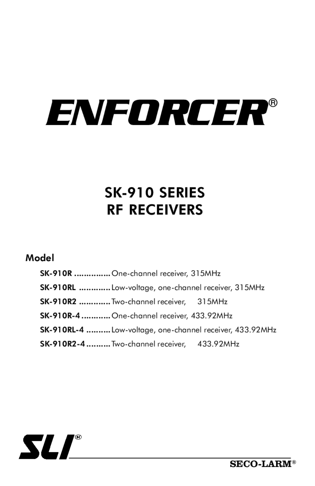 SECO-LARM USA SK-910RL-4, SK-910R2-4, SK-910R-4 manual Enforcer, Model 