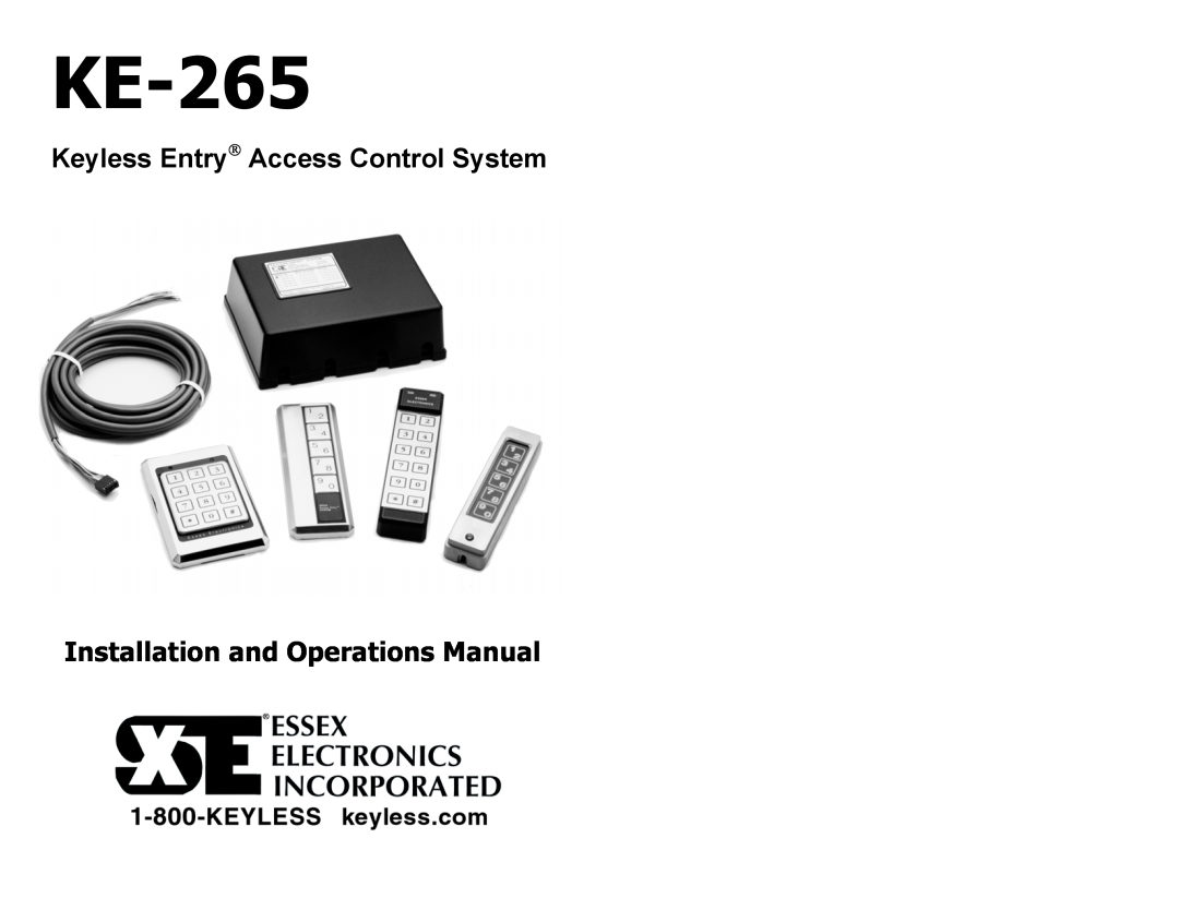 Security 100 KE-265 manual Keyless Entry Access Control System, Installation and Operations Manual 
