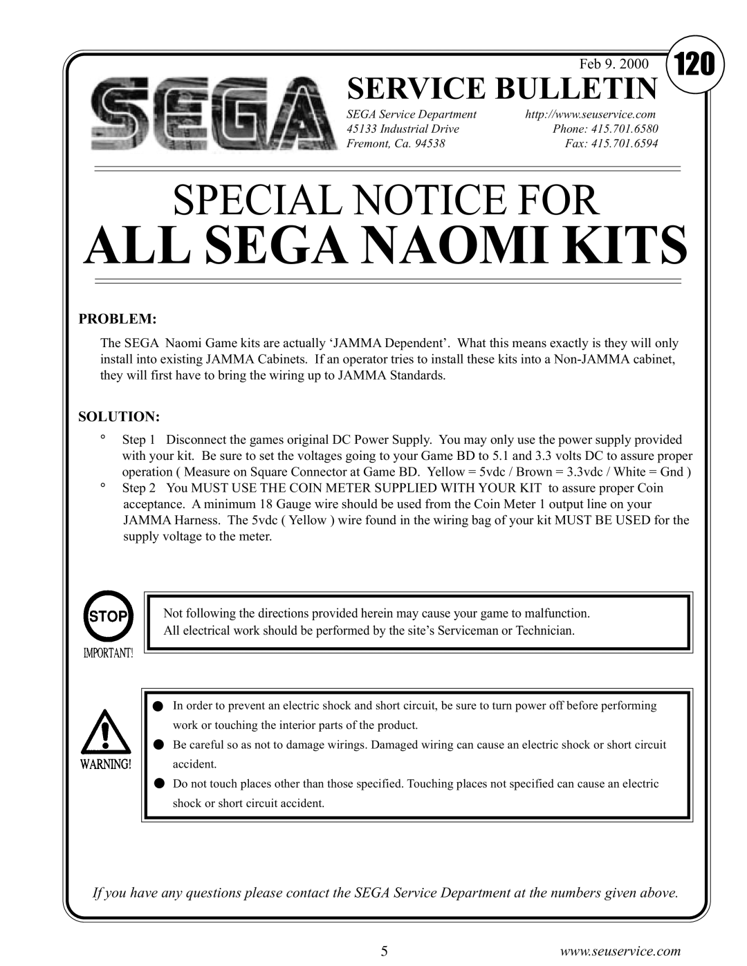 Sega 2 installation instructions ALL Sega Naomi Kits 